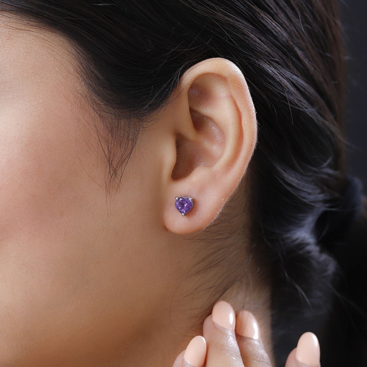 0.51 Ct. African Amethyst Solitaire Earrings in Platinum Plated Sterling Silver 3815599 3