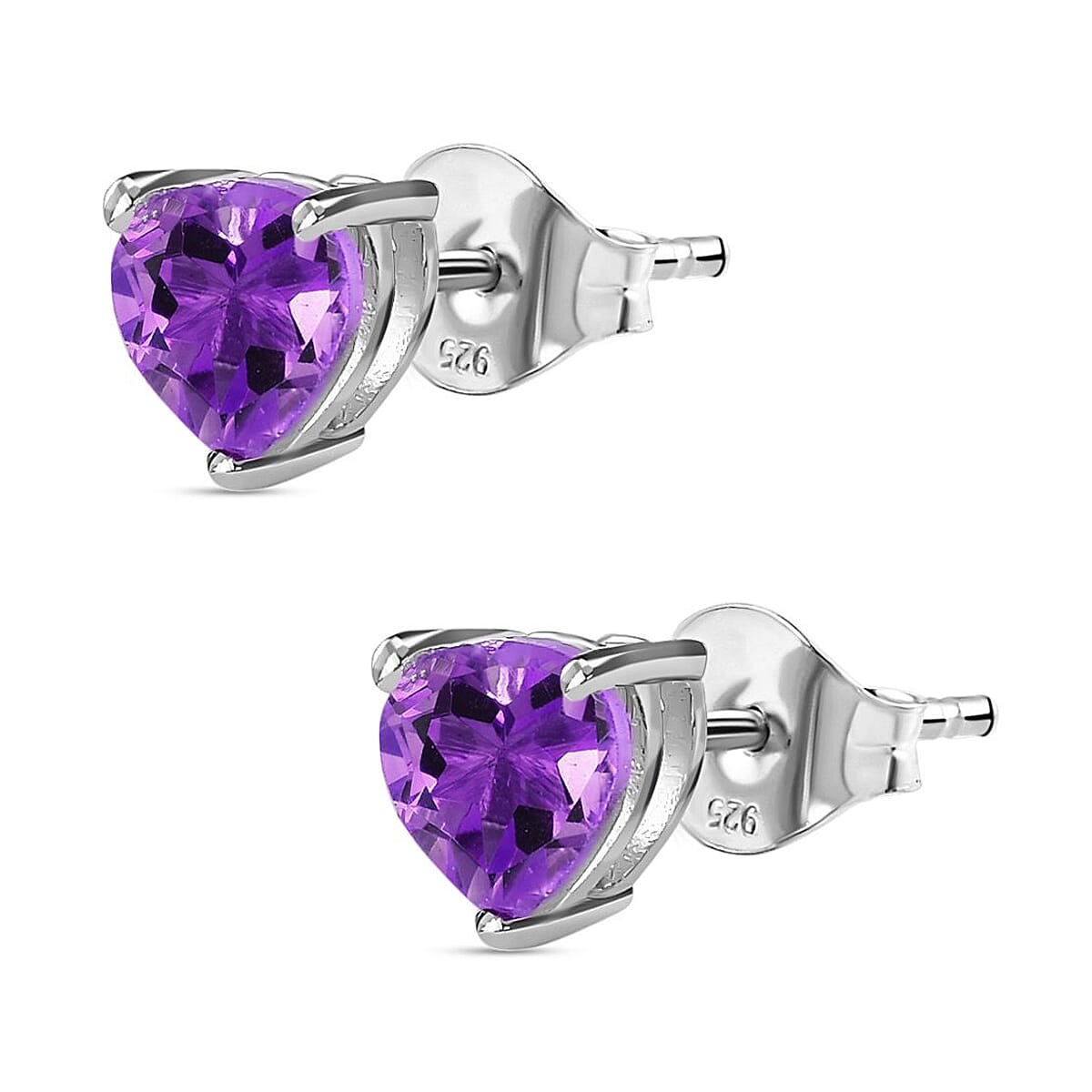 0.51 Ct. African Amethyst Solitaire Earrings in Platinum Plated Sterling Silver 3815599 4