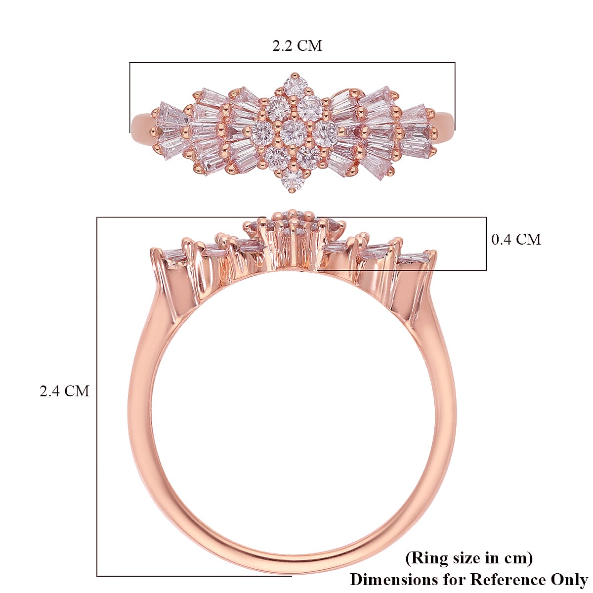 0.53 Carat Natural Pink Diamond Ballerina Ring In 9K Rose Gold 7302887 6