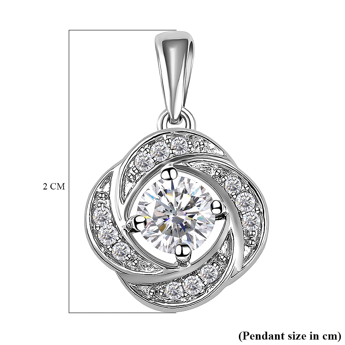 0.53 Ct. Moissanite Floral Pendant in Platinum Plated Sterling Silver 3874717 6