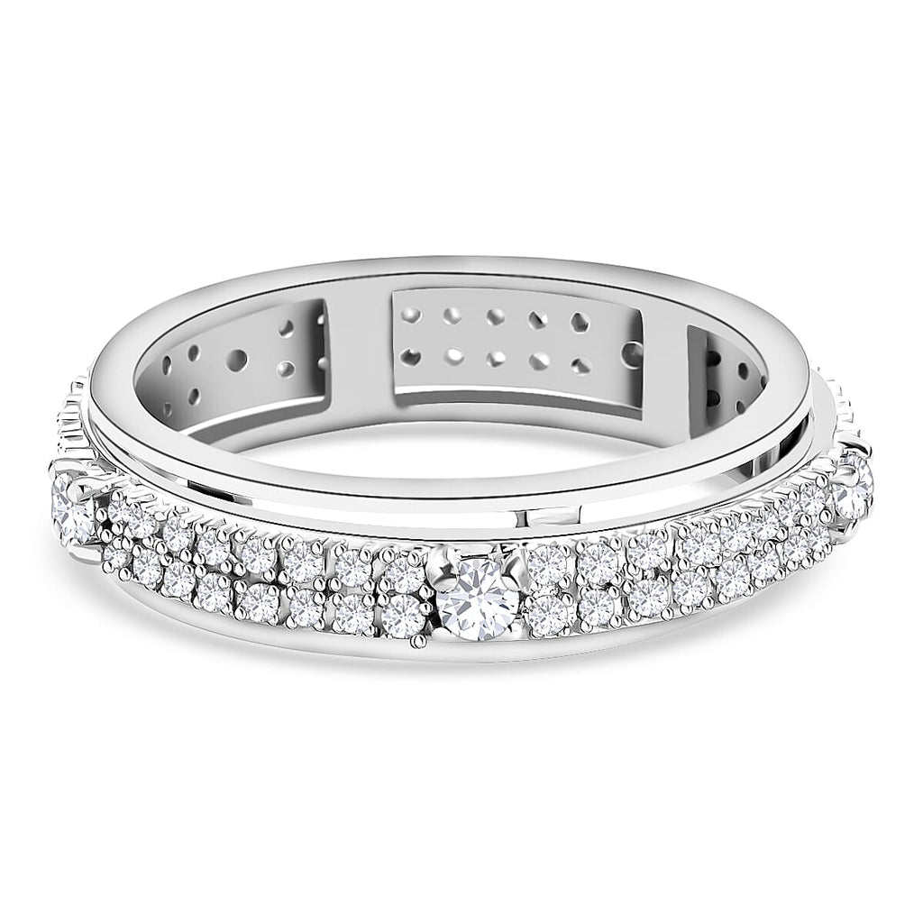 Diamond Spinner Ring in Platinum Overlay Sterling Silver 0.54 Ct