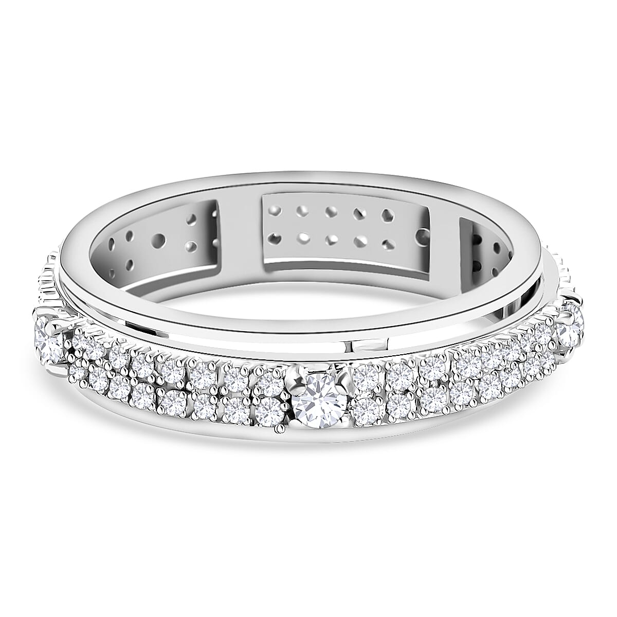 0.54 Carat Diamond Band Spinner Ring in Platinum Plated Sterling Silver 6851066 0