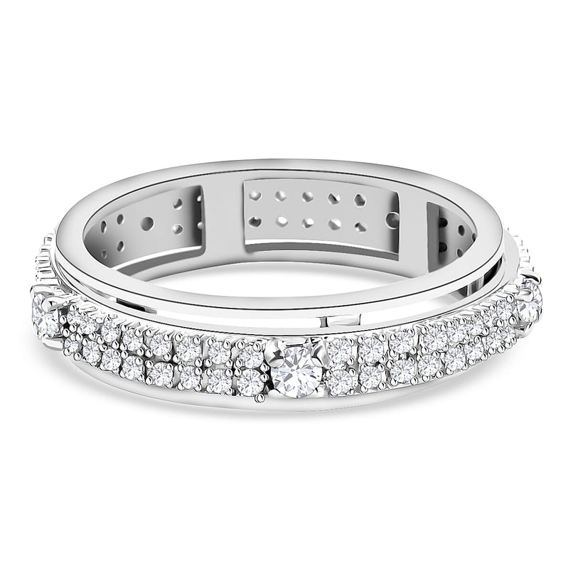 Diamond Spinner Ring in Platinum Overlay Sterling Silver 0.54 Ct