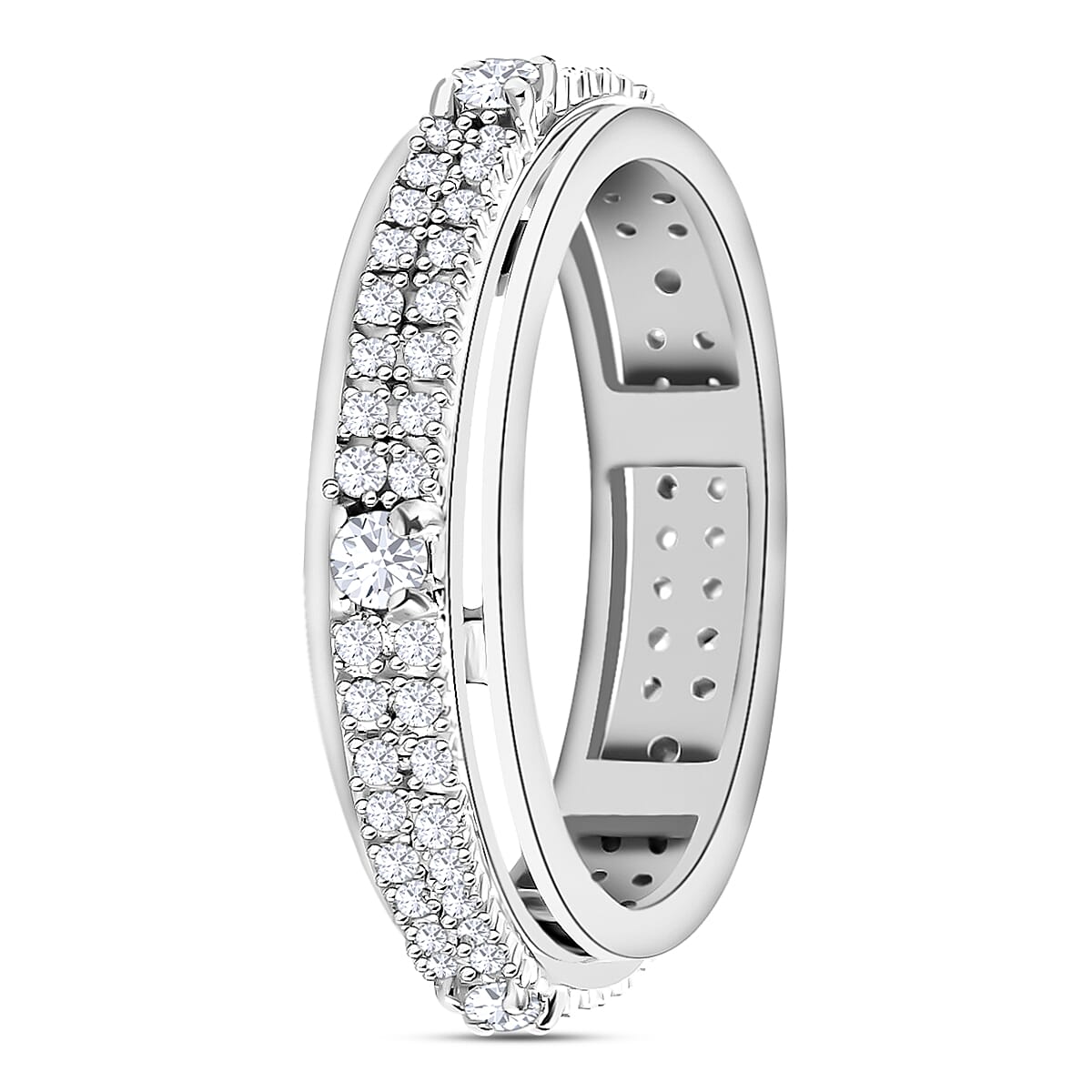0.54 Carat Diamond Band Spinner Ring in Platinum Plated Sterling Silver 6851066 4