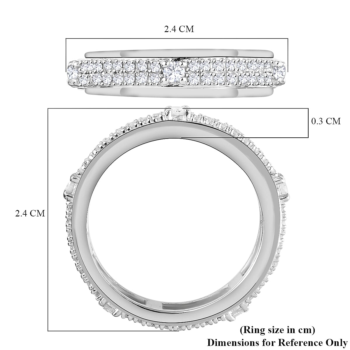 0.54 Carat Diamond Band Spinner Ring in Platinum Plated Sterling Silver 6851066 6