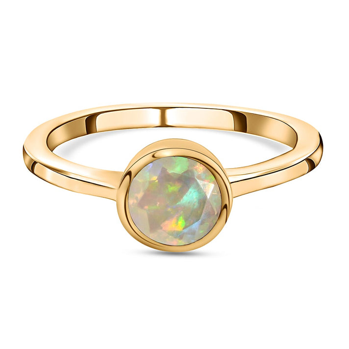 Ethiopian Welo Opal Solitaire Ring in 18K Vermeil Yellow Gold Plated Sterling Silver 7308139 1