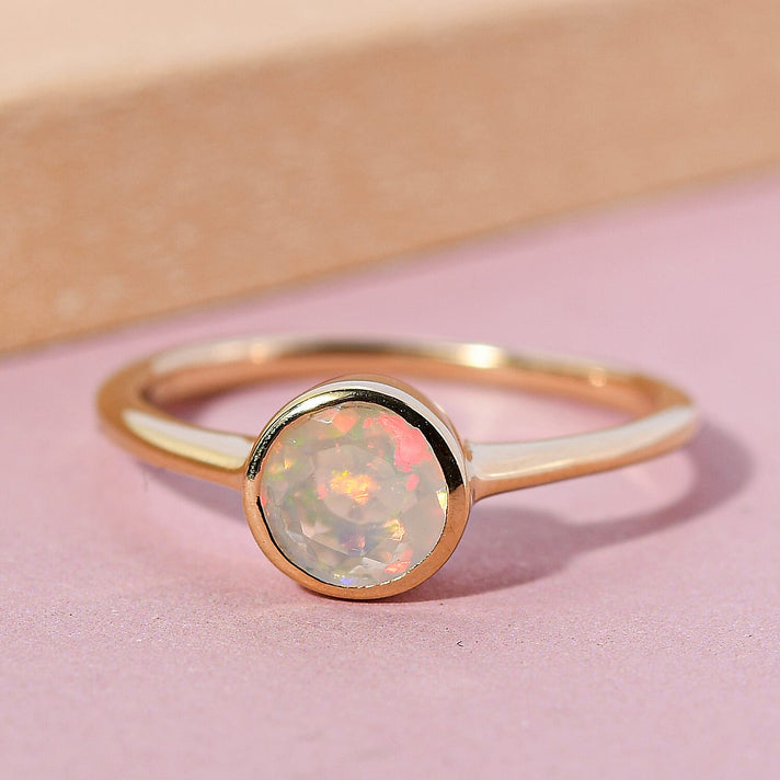 Ethiopian Welo Opal Solitaire Ring in 18K Vermeil Yellow Gold Plated Sterling Silver 7308139 2