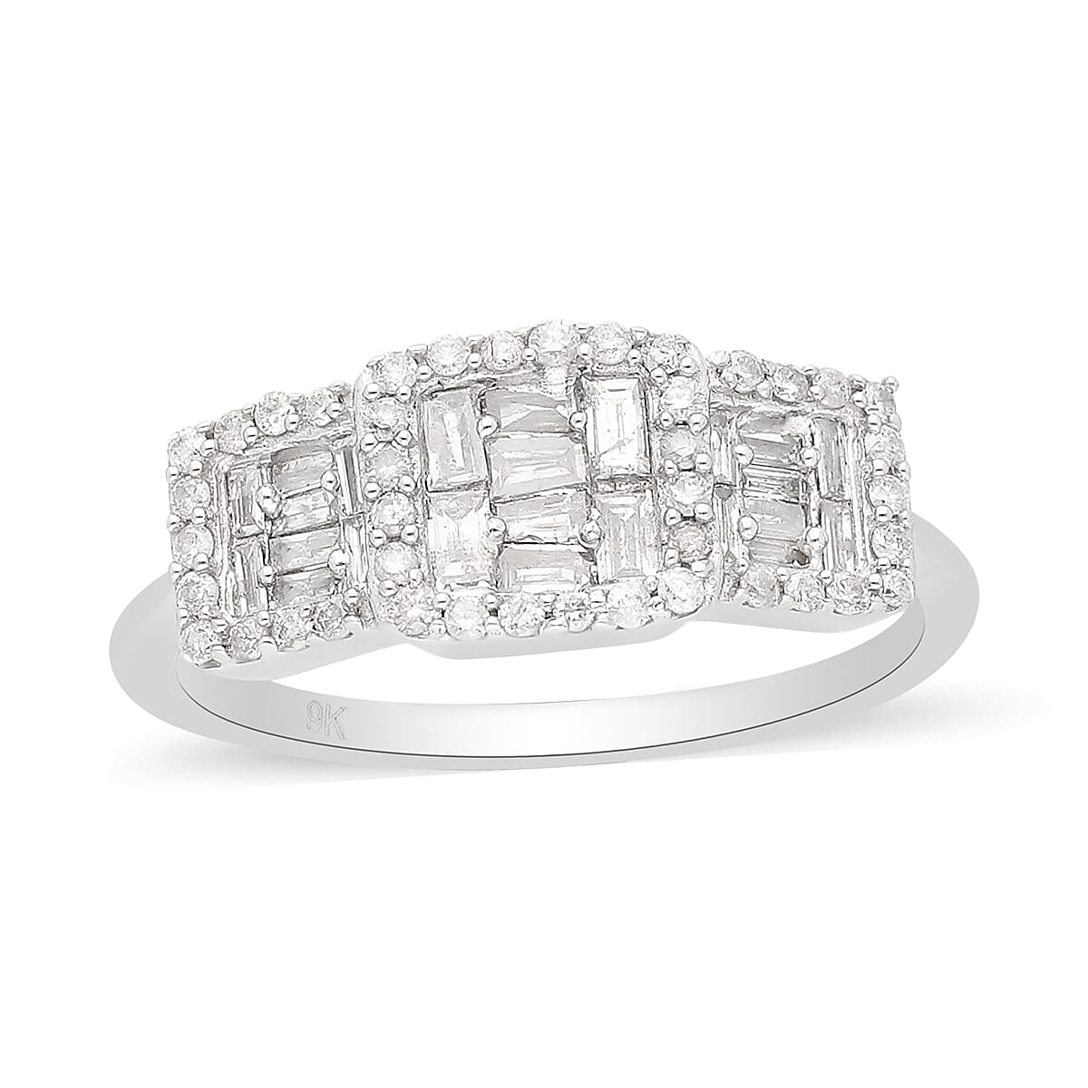 0.50 Ct. SGL Certified Diamond I3 G-H Diamond Boat Ring in 9K White Gold 3684652 0