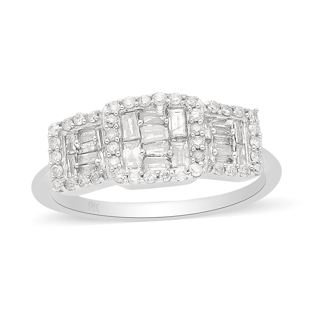 9K White Gold SGL Certified Diamond (I3-G-H) Ring 0.50 Ct.