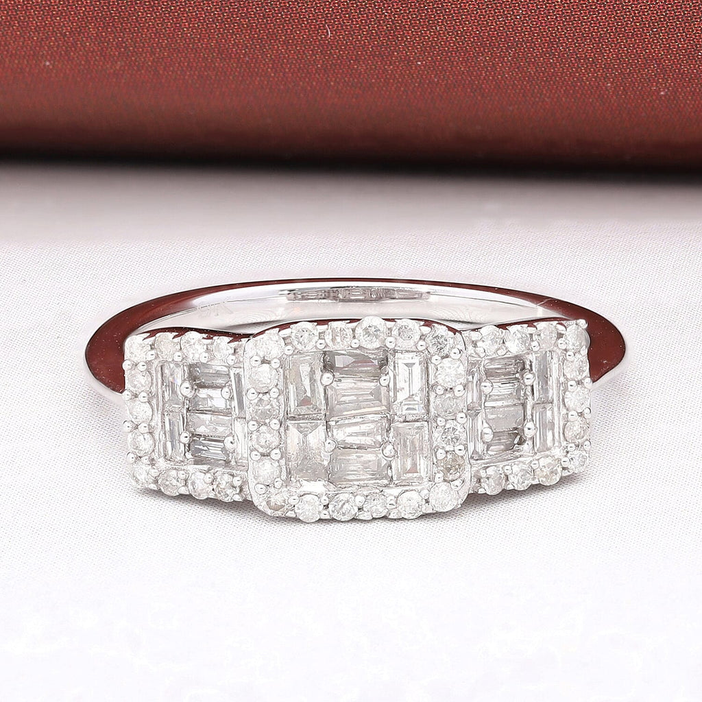 9K White Gold SGL Certified Diamond (I3-G-H) Ring 0.50 Ct.