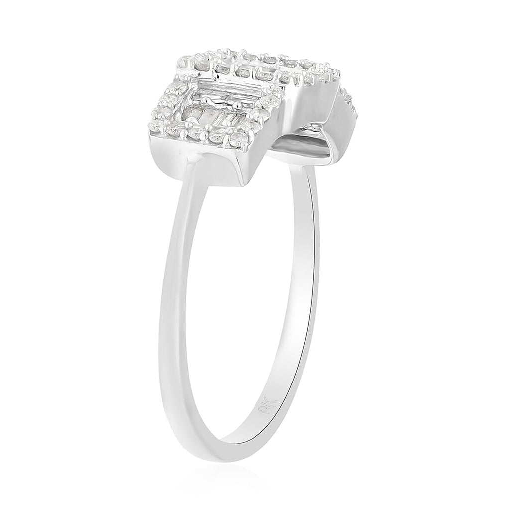 9K White Gold SGL Certified Diamond (I3-G-H) Ring 0.50 Ct.