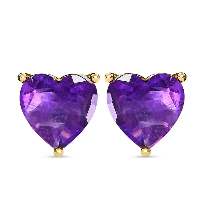 0.57 Ct. African Amethyst Solitaire Earrings in 14K Gold Plated Sterling Silver 3815732 1