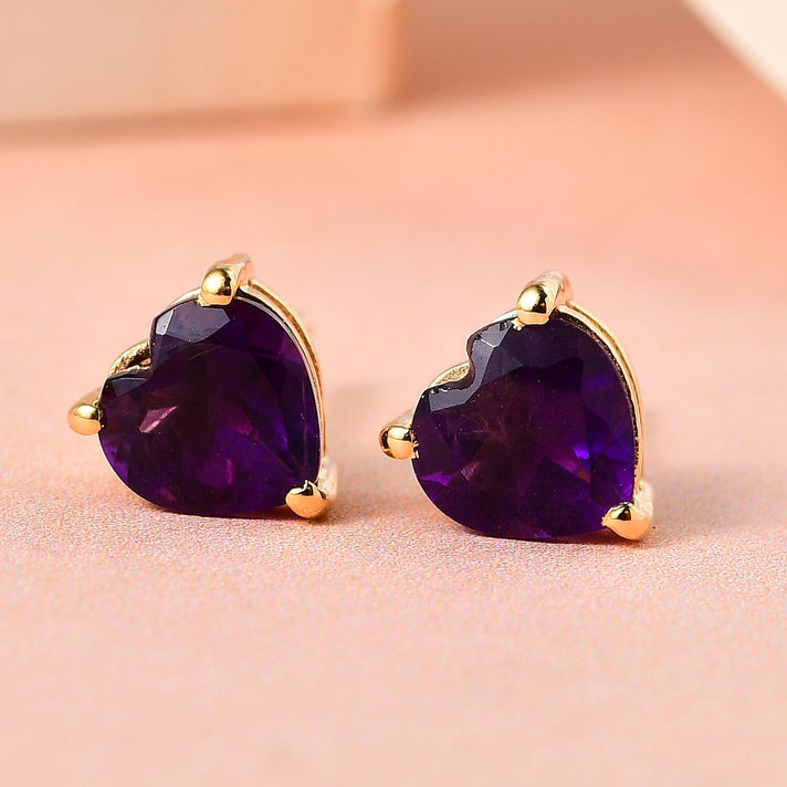 0.57 Ct. African Amethyst Solitaire Earrings in 14K Gold Plated Sterling Silver 3815732 2