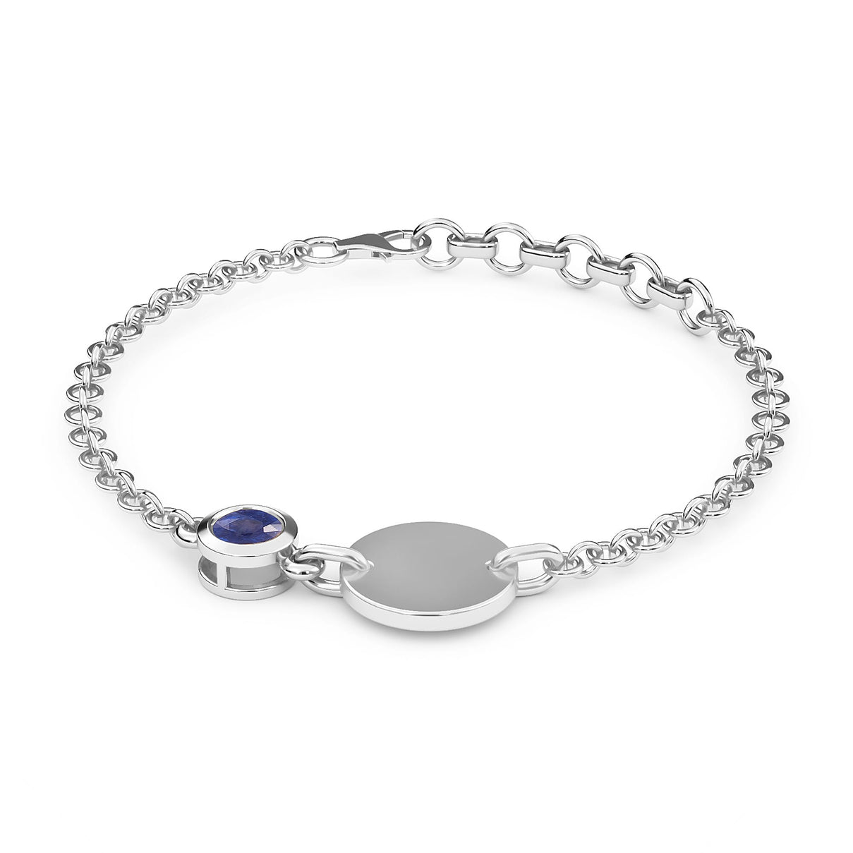 0.57 Ct. Blue Sapphire Bracelet in Platinum Plated Sterling Silver 3627374 0