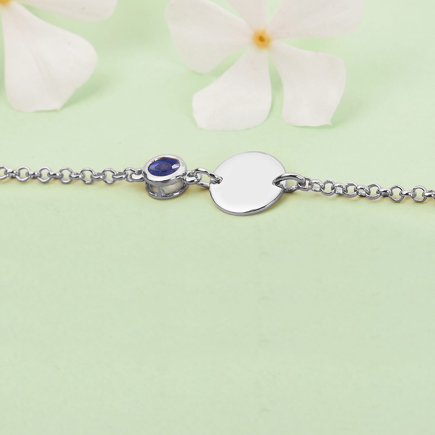 0.57 Ct. Blue Sapphire Bracelet in Platinum Plated Sterling Silver 3627374 3