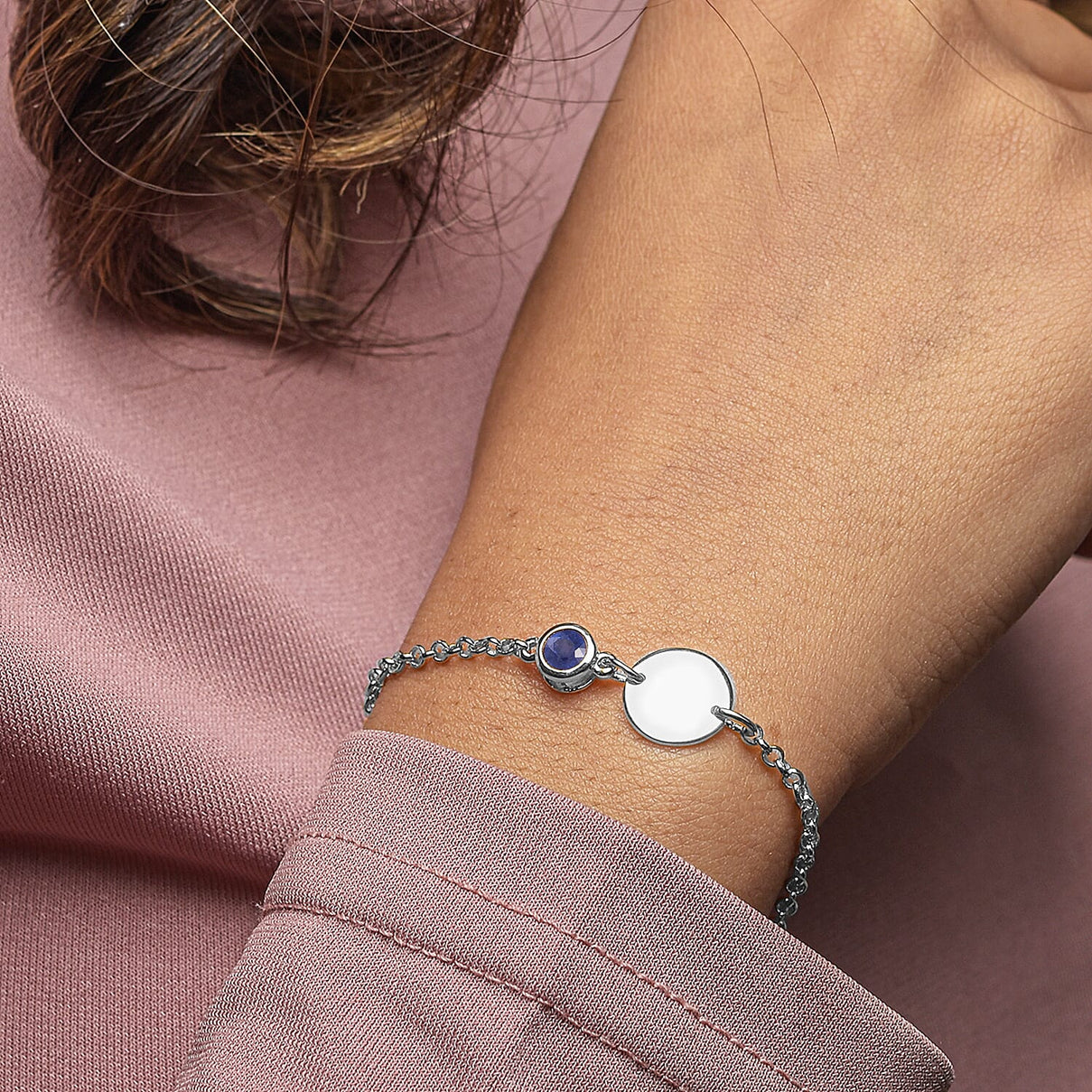 0.57 Ct. Blue Sapphire Bracelet in Platinum Plated Sterling Silver 3627374 4