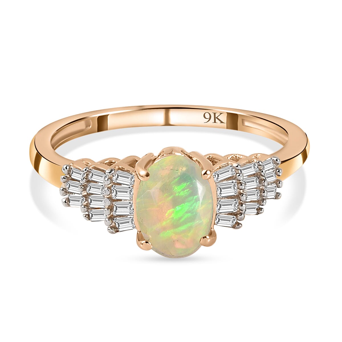 0.6 Ct AA Ethiopian Opal and Diamond I3 GH Dancing Diva Ballerina Ring in 9K Yellow Gold 3672944 0