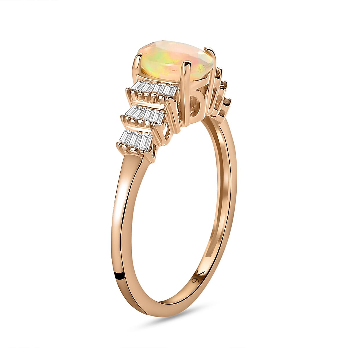0.6 Ct AA Ethiopian Opal and Diamond I3 GH Dancing Diva Ballerina Ring in 9K Yellow Gold 3672944 4