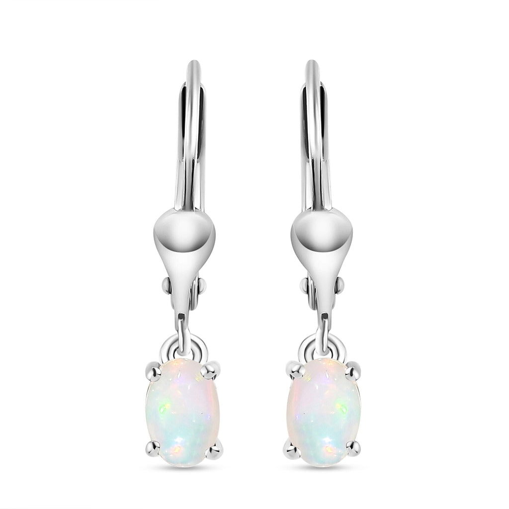 Ethiopian Welo Opal Lever Back Earrings in Platinum Overlay Sterling Silver