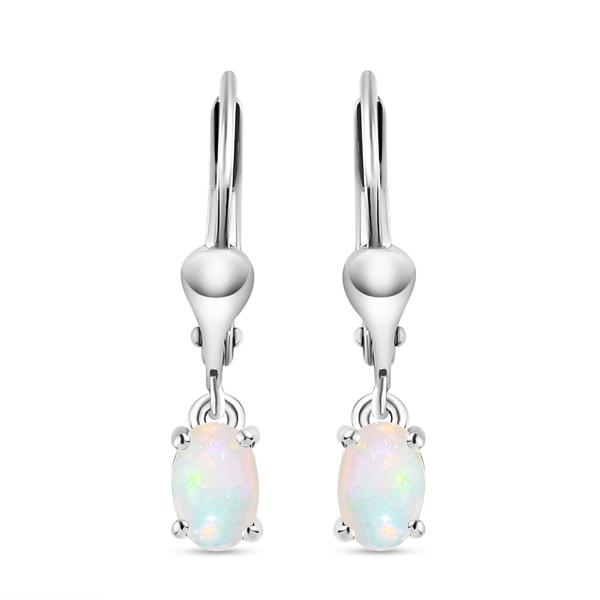 0.610 Ct. Ethiopian Welo Opal Earrings in Platinum Plated Sterling Silver 7837418 0