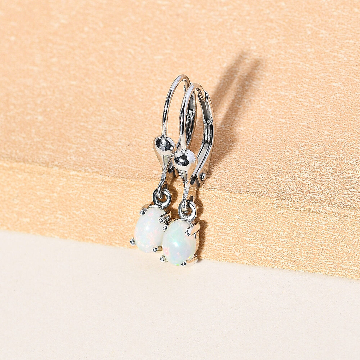 0.610 Ct. Ethiopian Welo Opal Earrings in Platinum Plated Sterling Silver 7837418 2