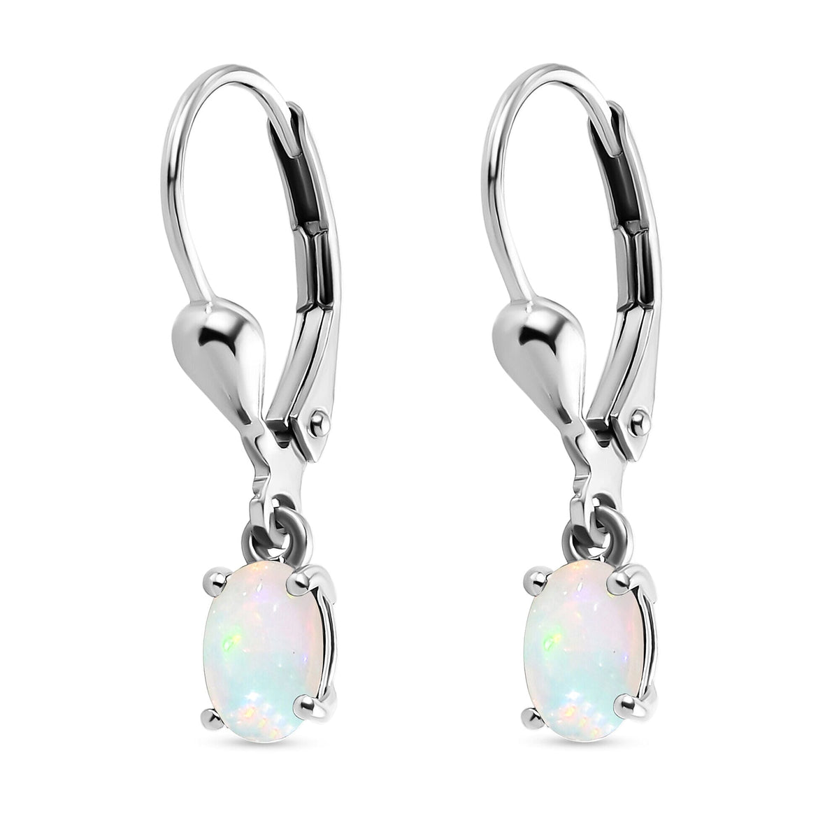 0.610 Ct. Ethiopian Welo Opal Earrings in Platinum Plated Sterling Silver 7837418 6