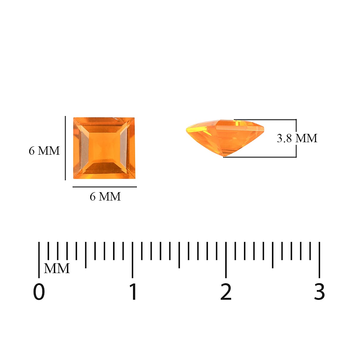 0.66 Ct. Loose Fire Opal 2A Grade Square 6.0mm 6189148 3