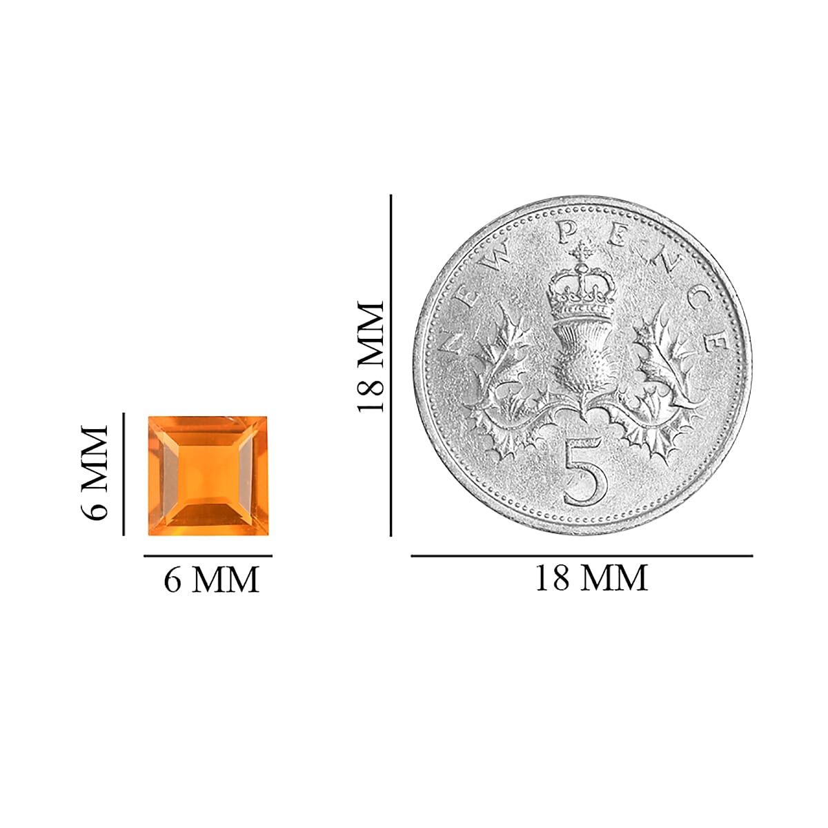 0.66 Ct. Loose Fire Opal 2A Grade Square 6.0mm 6189148 4