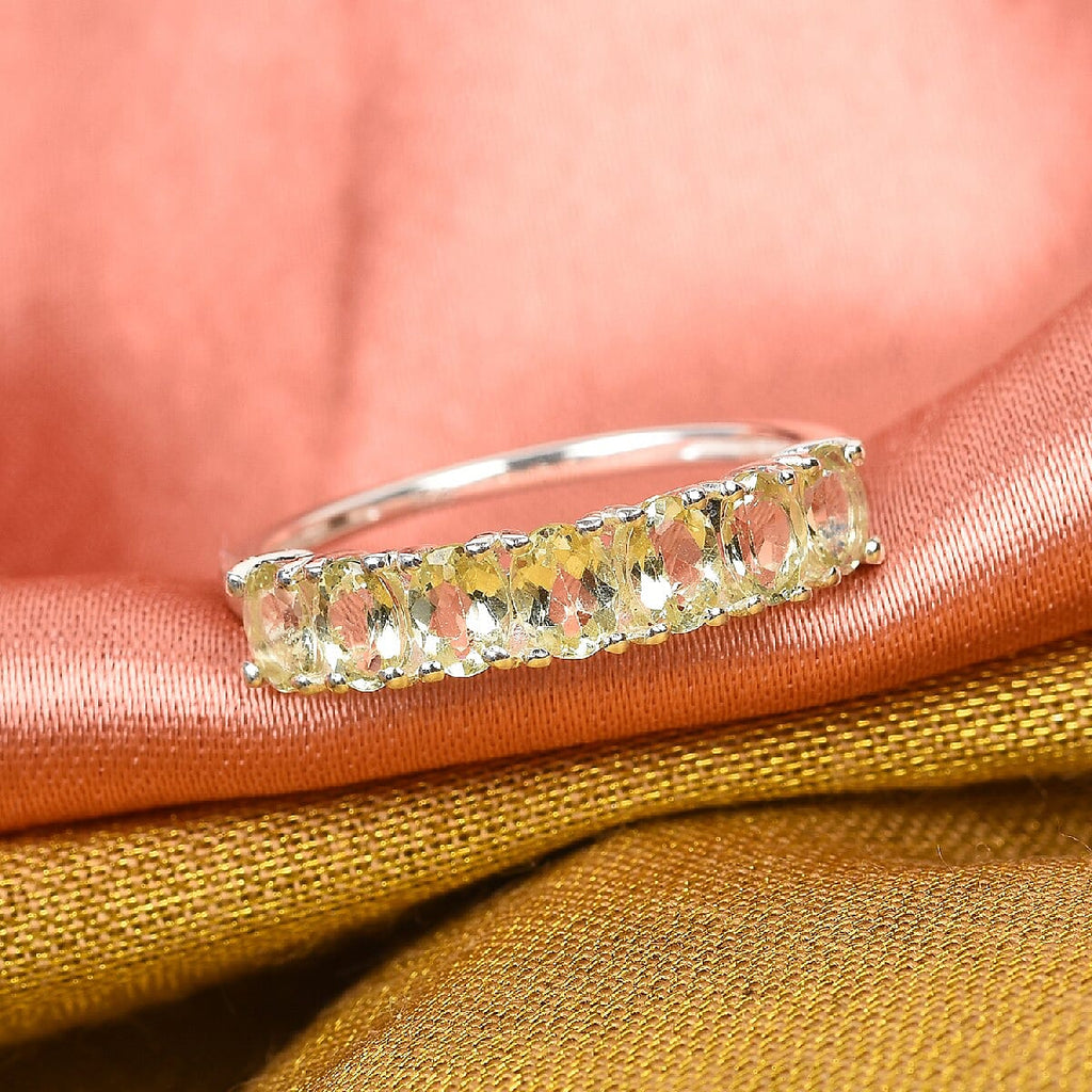 Yellow Apatite 7-Stone Ring in Sterling Silver 1.21 Ct.