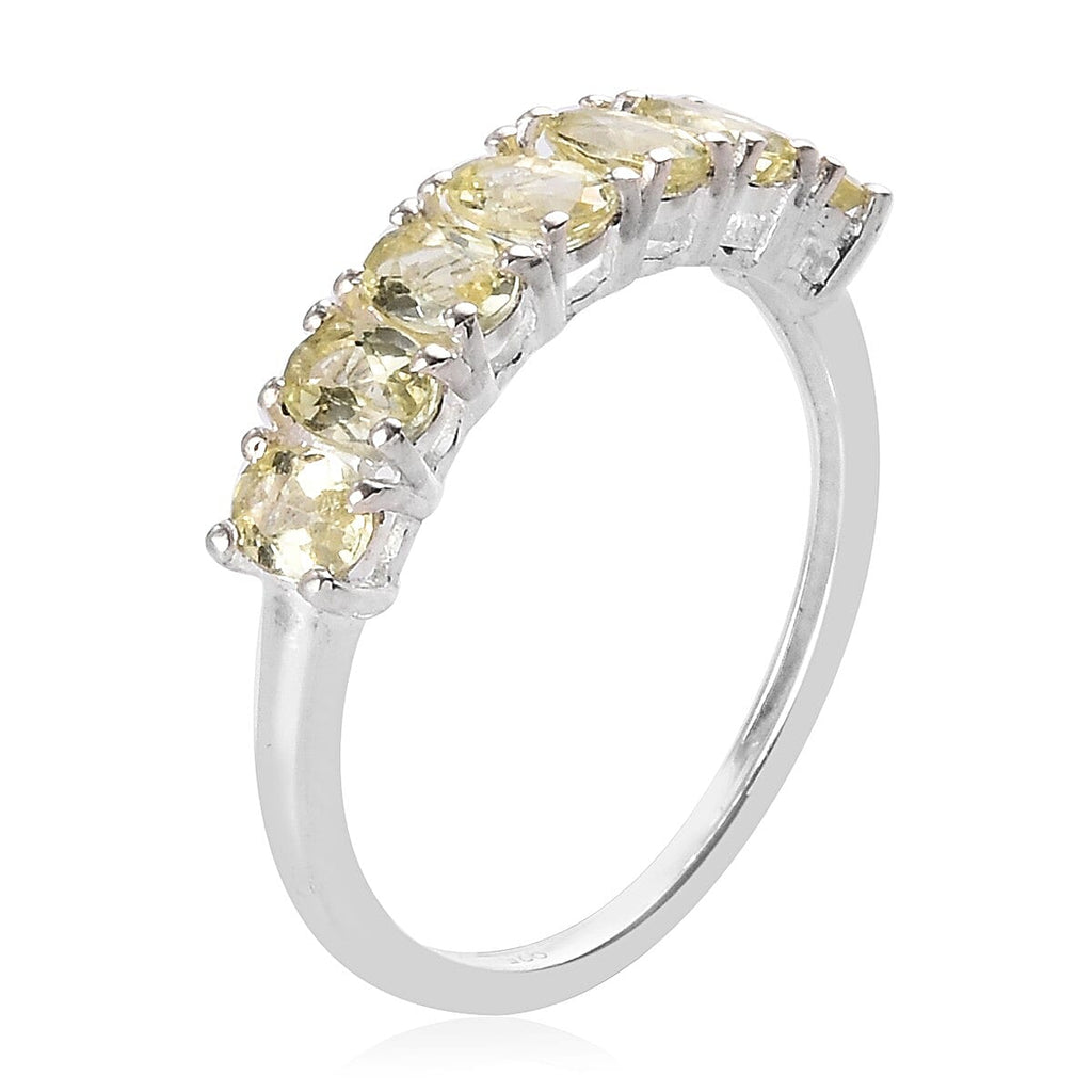 Yellow Apatite 7-Stone Ring in Sterling Silver 1.21 Ct.