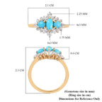 Arizona Sleeping Beauty Turquoise and Natural Cambodian Zircon Ring in 14K Gold Overlay Sterling Silver 1.41 Ct.