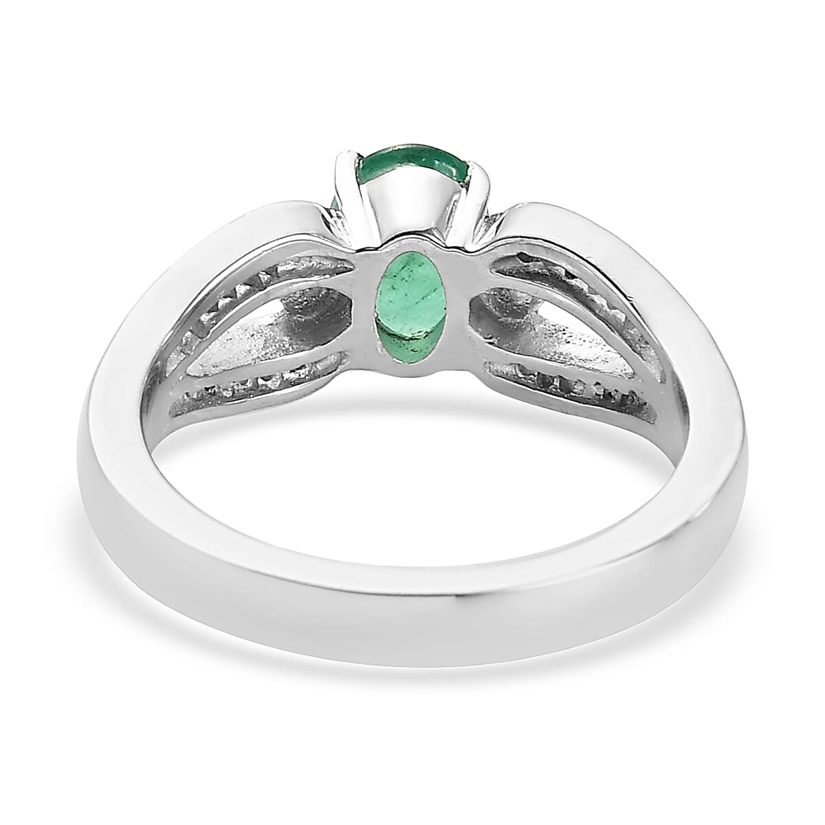 0.87 Ct. Premium Emerald and Natural Cambodian Zircon Ring in Sterling Silver 7835897 5