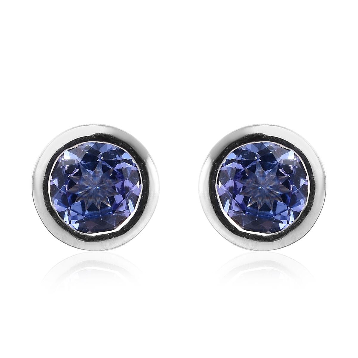 0.88 Ct AA Tanzanite Stud Solitaire Earrings in Platinum Plated Sterling Silver 3588201 0