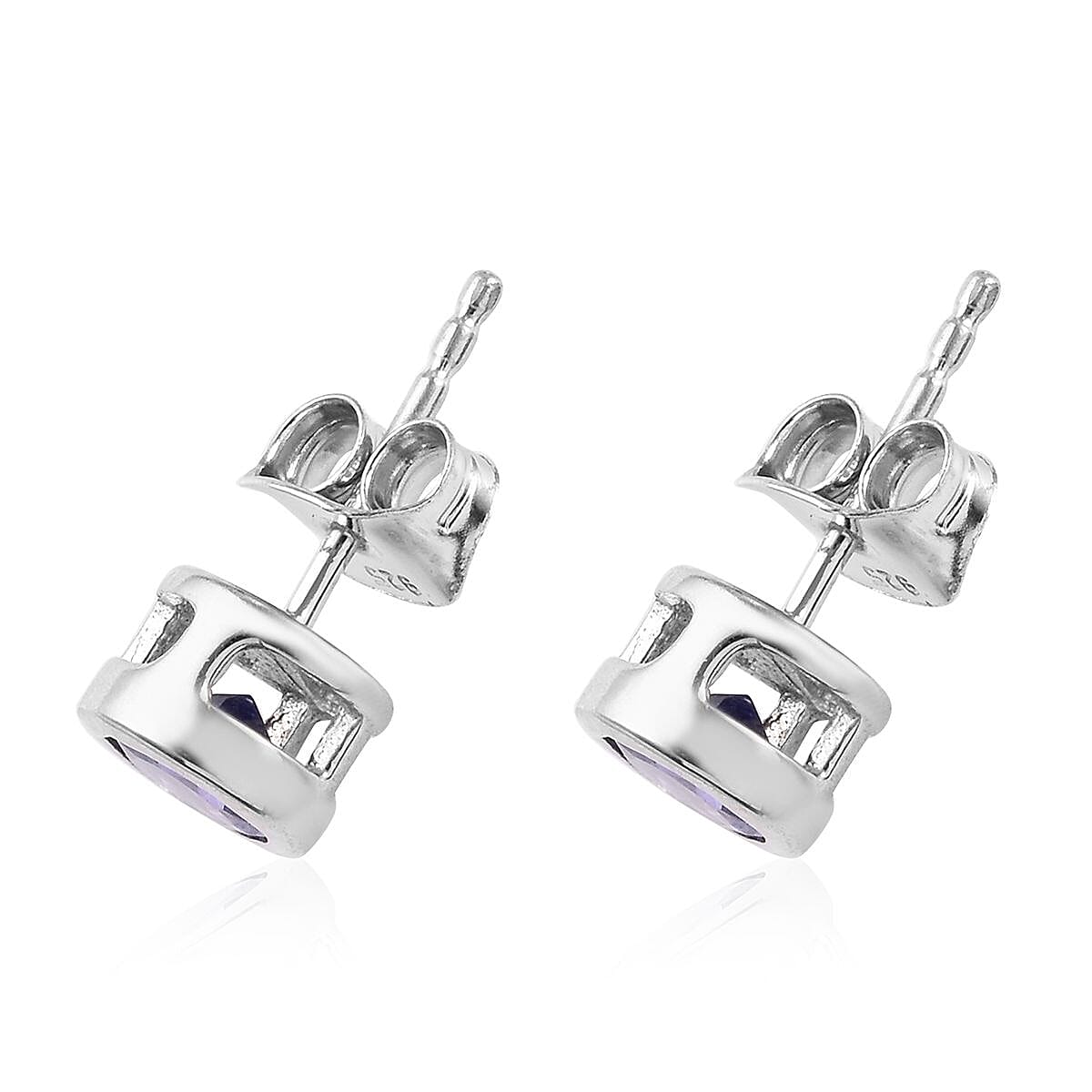 0.88 Ct AA Tanzanite Stud Solitaire Earrings in Platinum Plated Sterling Silver 3588201 3