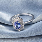 One Time Deal- Tanzanite and Natural Zircon Ring in Platinum Overlay Sterling Silver