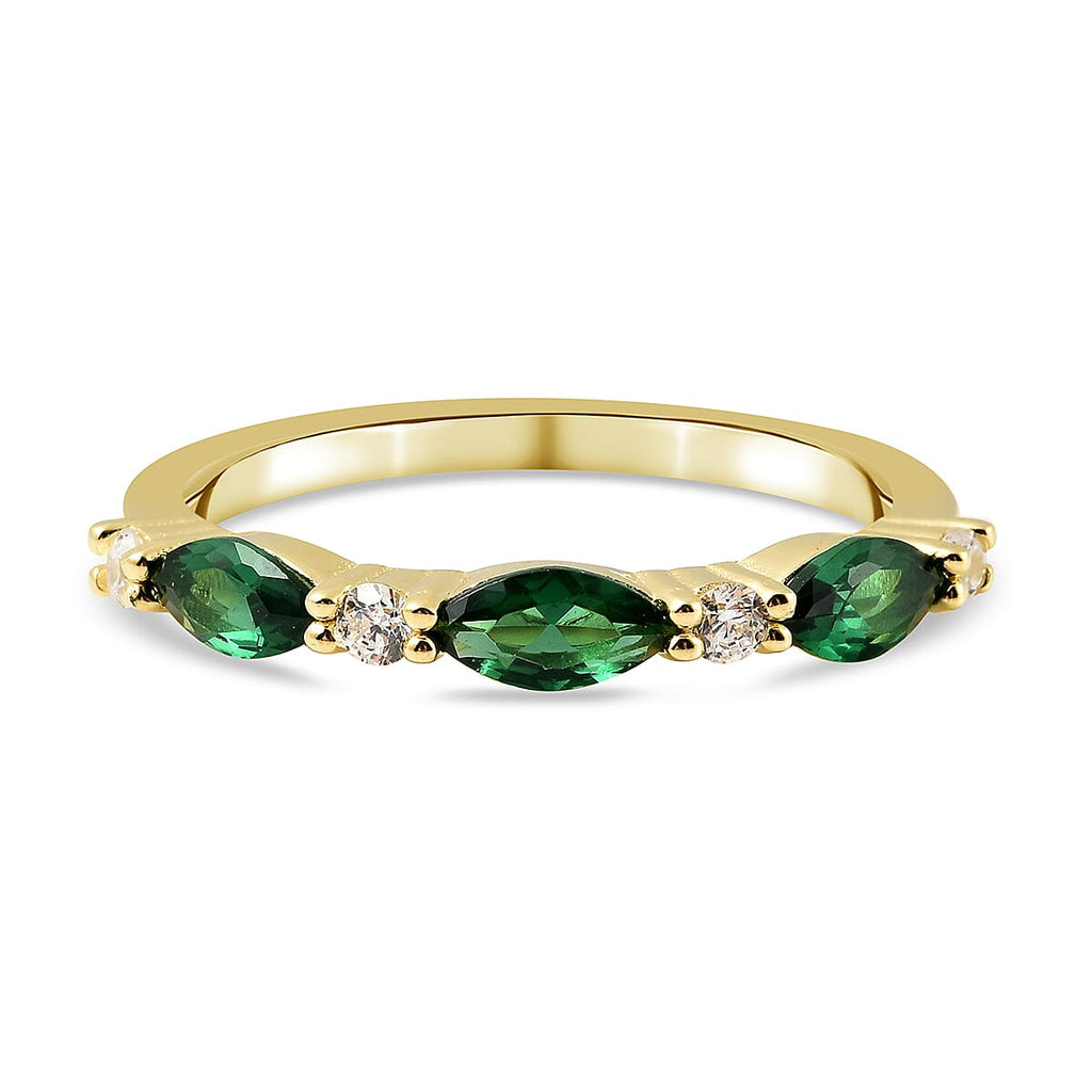 ELANZA Simulated  Diposide and Simulated Diamond Ring in Yellow Gold Overlay Sterling Silver