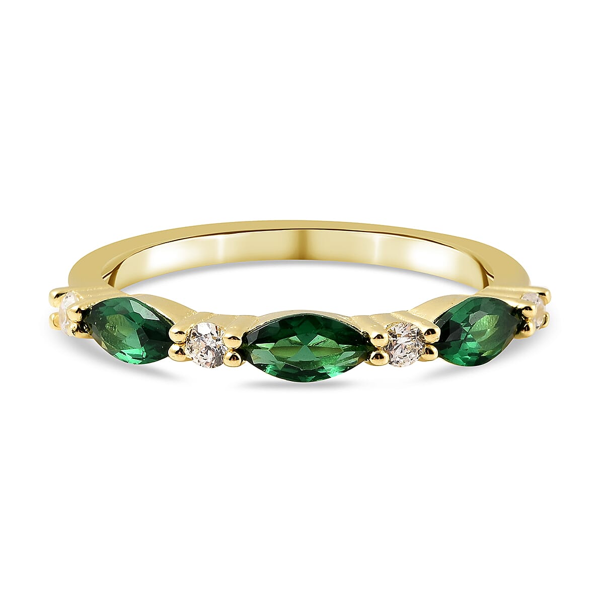 0.91 Ct. Green and White Cubic Zirconia Band Ring in Gold Plated Sterling Silver 3843787 0
