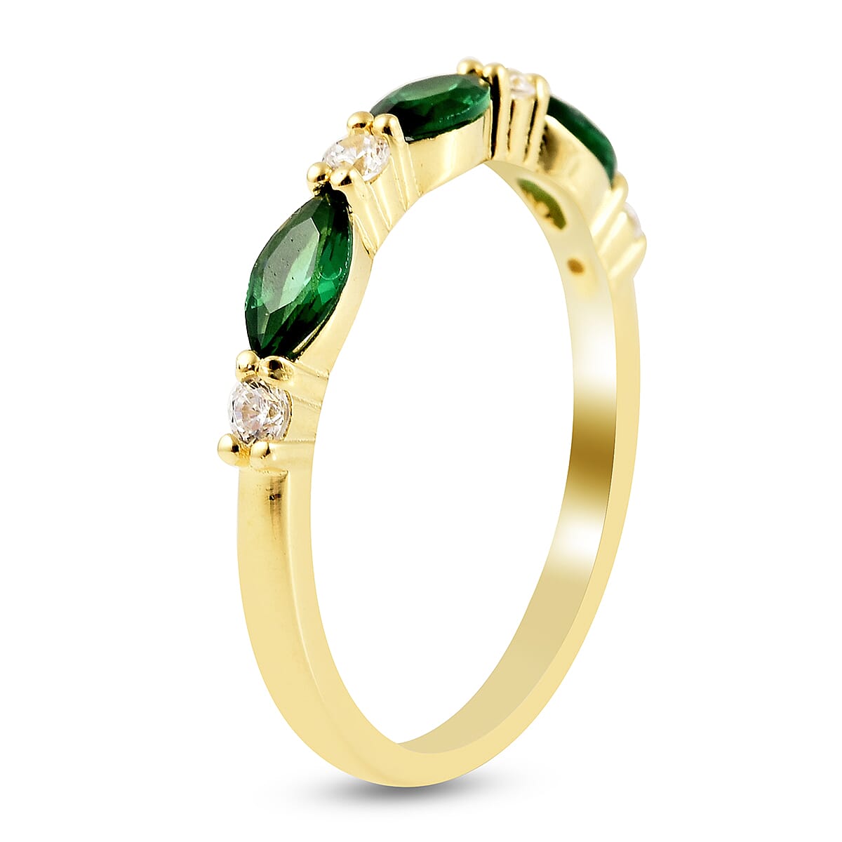 0.91 Ct. Green and White Cubic Zirconia Band Ring in Gold Plated Sterling Silver 3843787 4