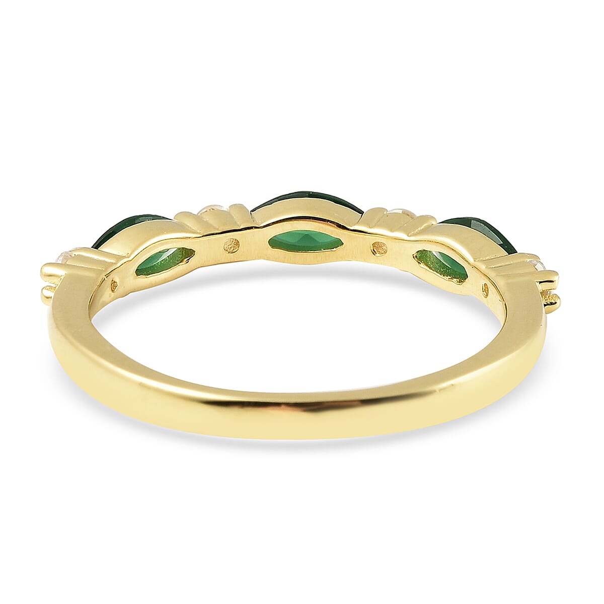 0.91 Ct. Green and White Cubic Zirconia Band Ring in Gold Plated Sterling Silver 3843787 5