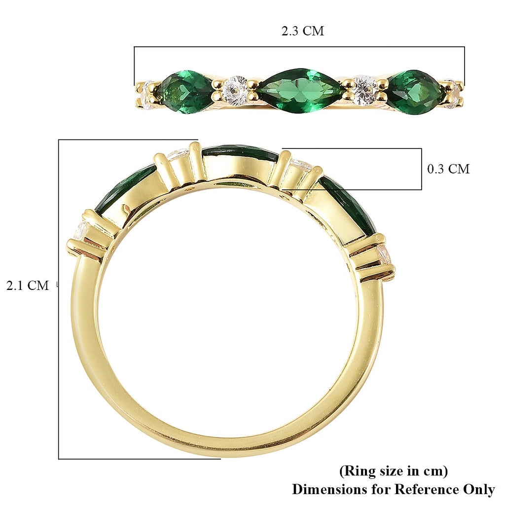 ELANZA Simulated  Diposide and Simulated Diamond Ring in Yellow Gold Overlay Sterling Silver