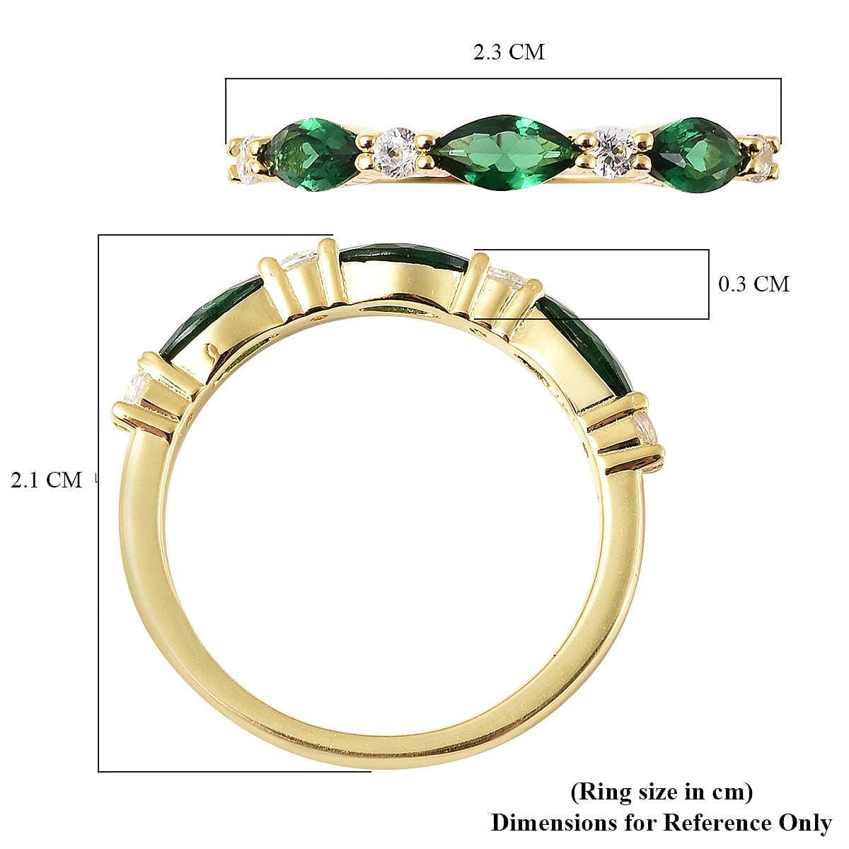 0.91 Ct. Green and White Cubic Zirconia Band Ring in Gold Plated Sterling Silver 3843787 6
