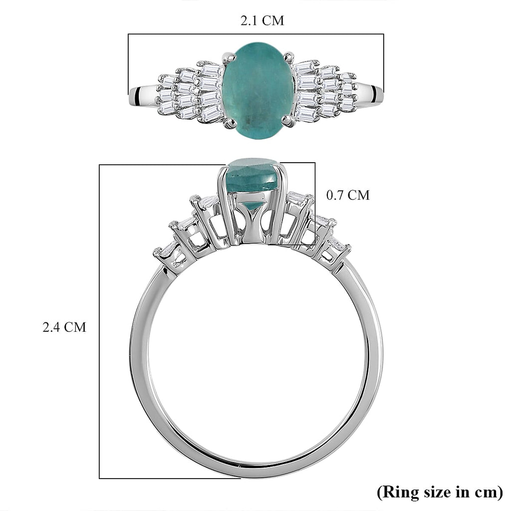 Grandidierite and Diamond Ring in Platinum Overlay Sterling Silver 1.00 Ct.