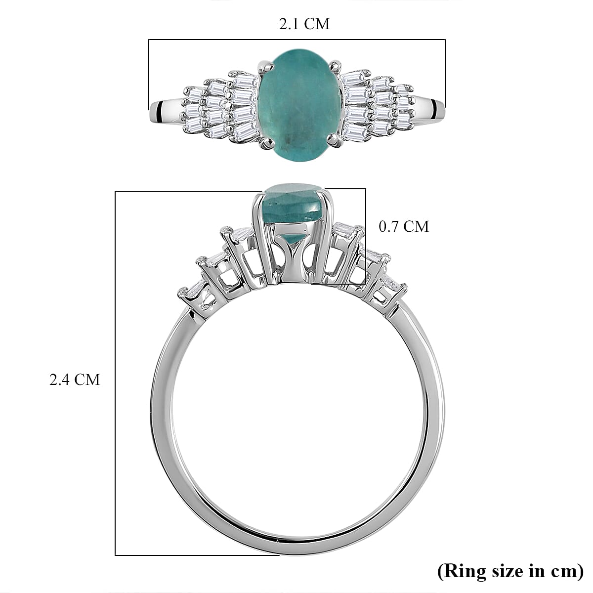 0.95 Carat Grandidierite and Diamond Ballerina Ring in Platinum Plated Sterling Silver 7600038 6