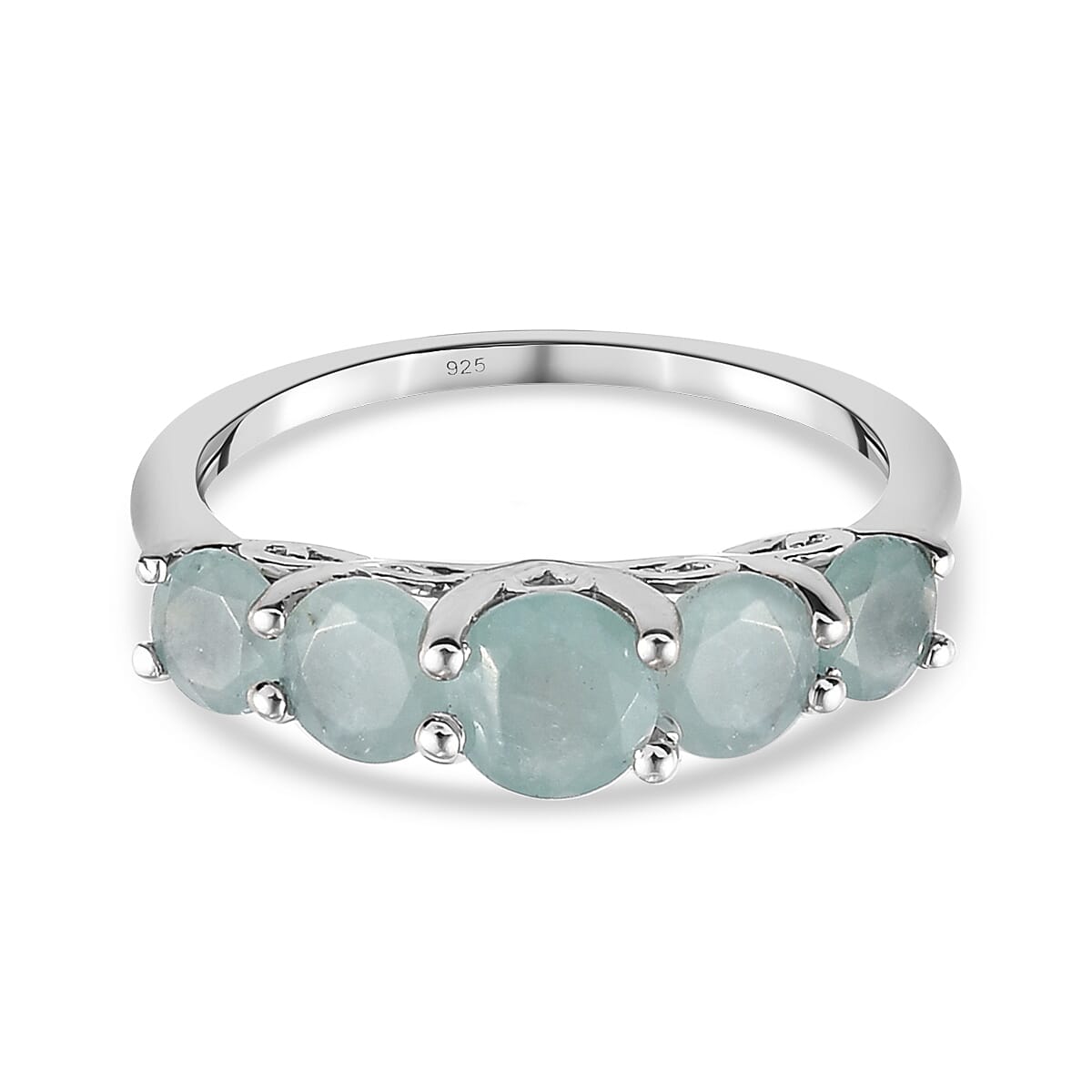0.95 Ct. Grandidierite 5 Stone Ring in Platinum Plated Sterling Silver 3789460 0