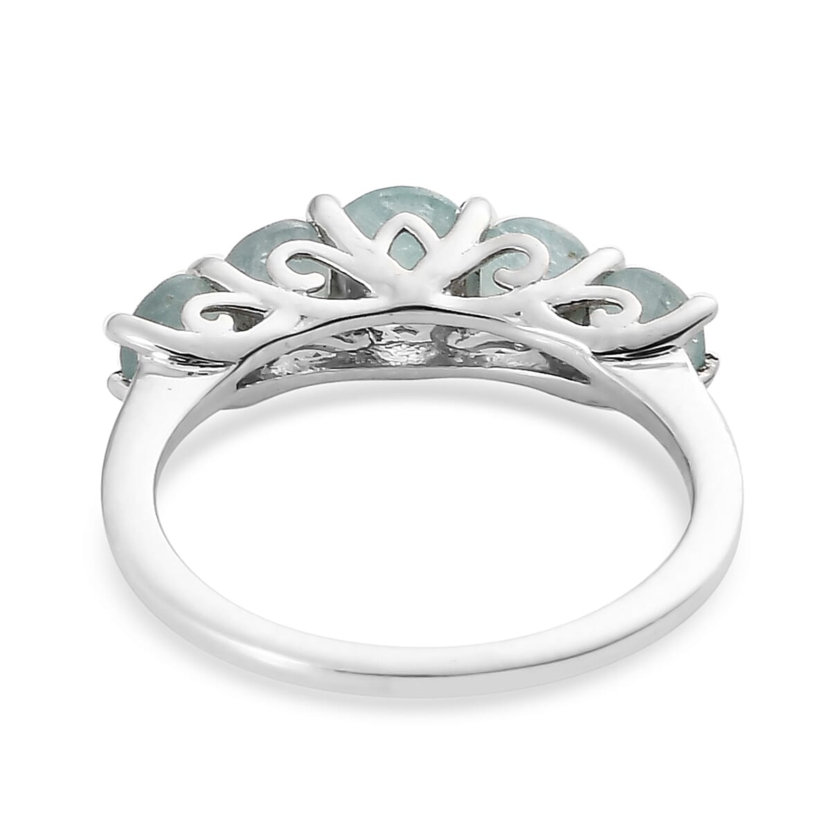 0.95 Ct. Grandidierite 5 Stone Ring in Platinum Plated Sterling Silver 3789460 5