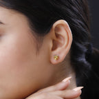Citrine Heart Stud Push Post Earrings in Platinum Overlay Sterling Silver 1.35 Ct.