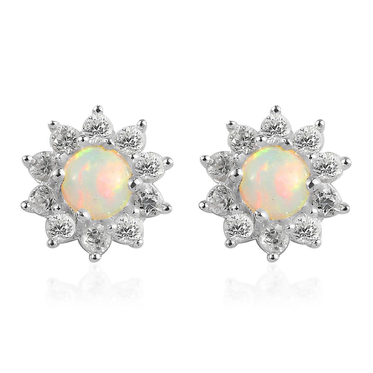 0.98 Carat Ethiopian Opal Zircon Halo Earrings in Sterling Silver 7333820 0