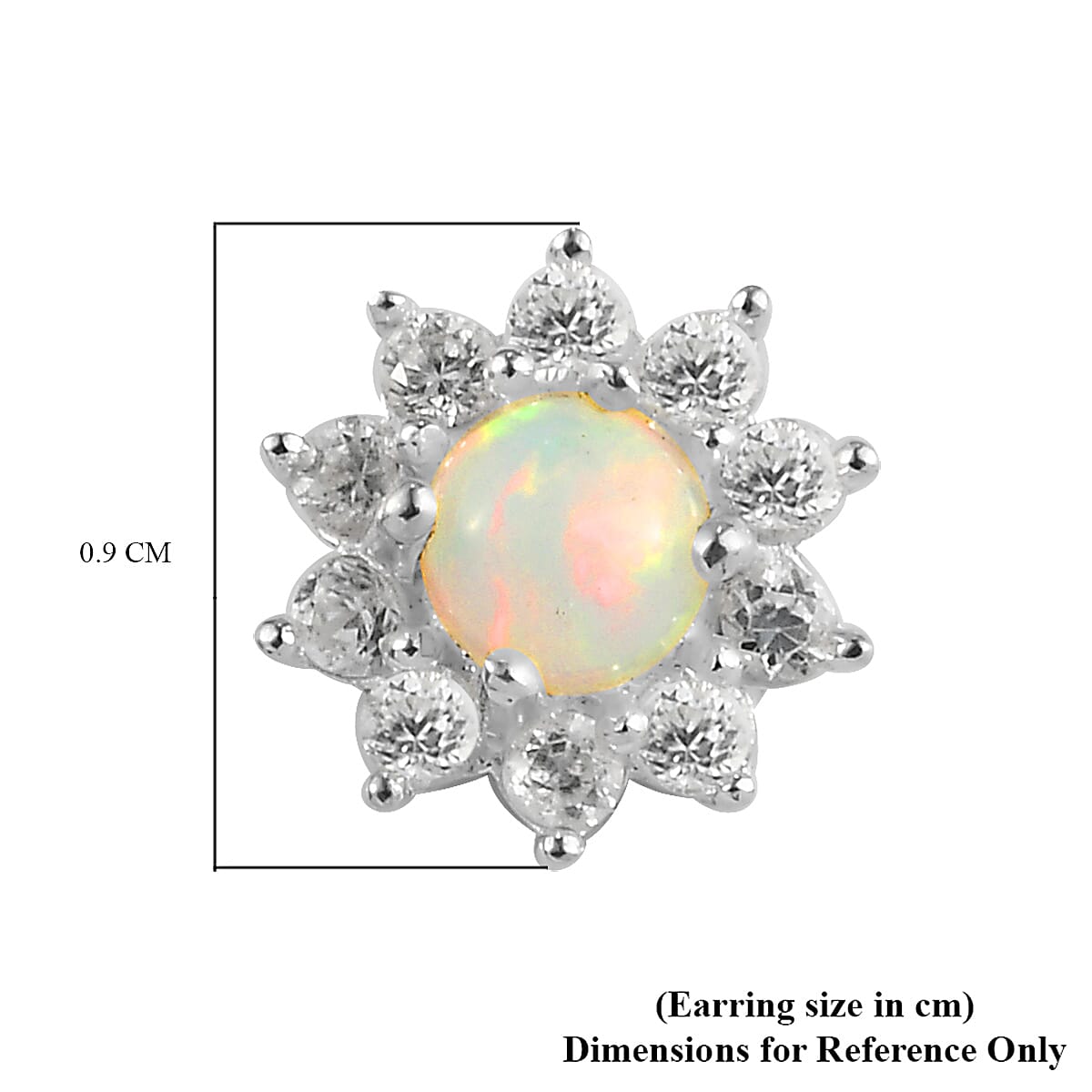 0.98 Carat Ethiopian Opal Zircon Halo Earrings in Sterling Silver 7333820 5