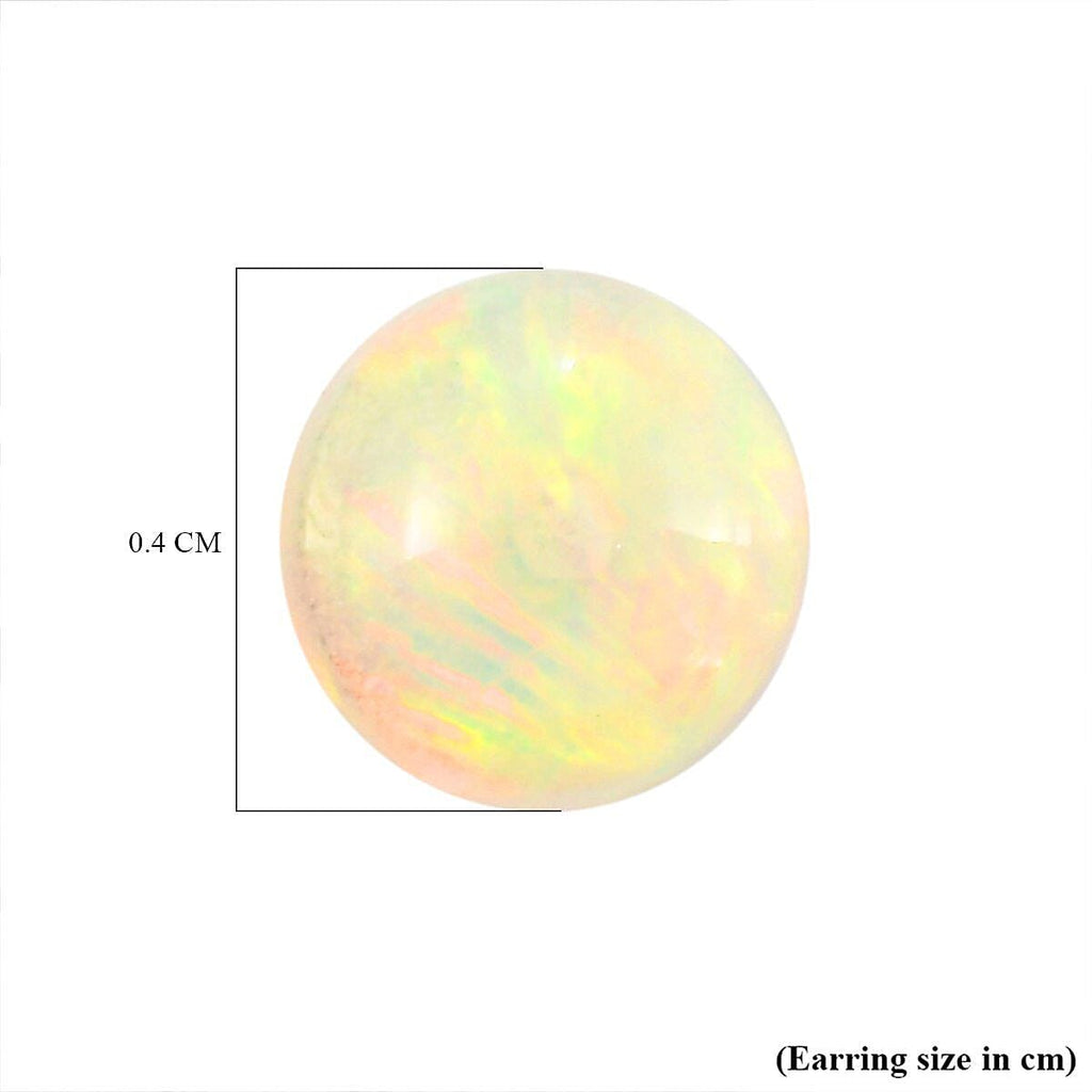9K Yellow Gold AA Ethiopian Welo Opal Ball Stud Earrings with Push Back 1.07 Ct.