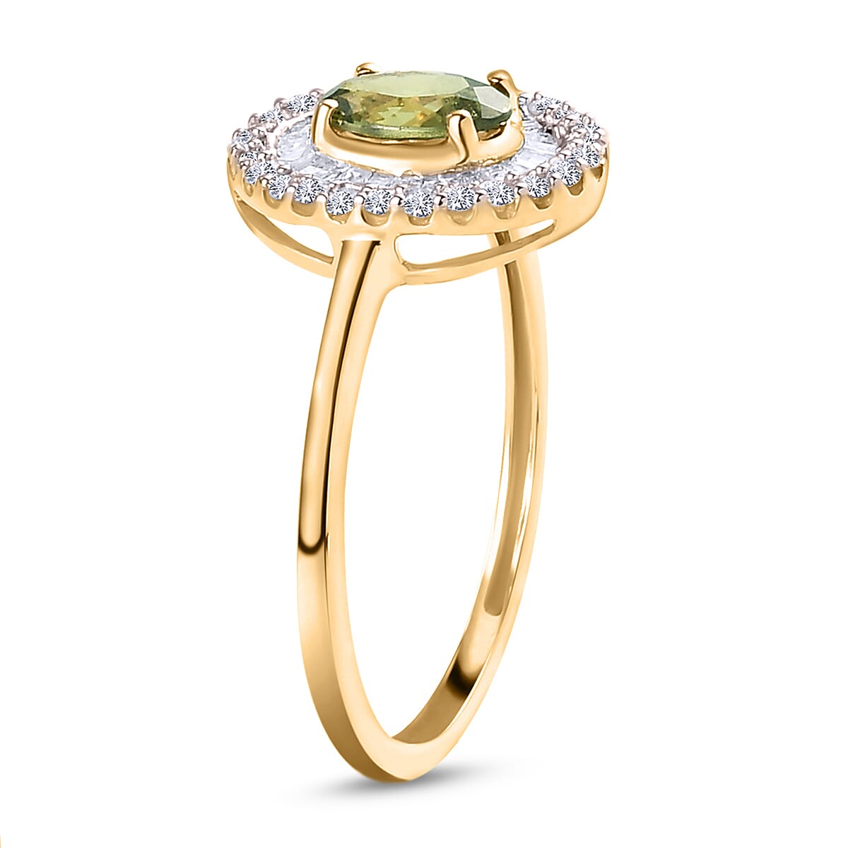 1.12 Ct. Demantoid Garnet and Diamond Cluster Ring in  9K Yellow Gold 8716193 4